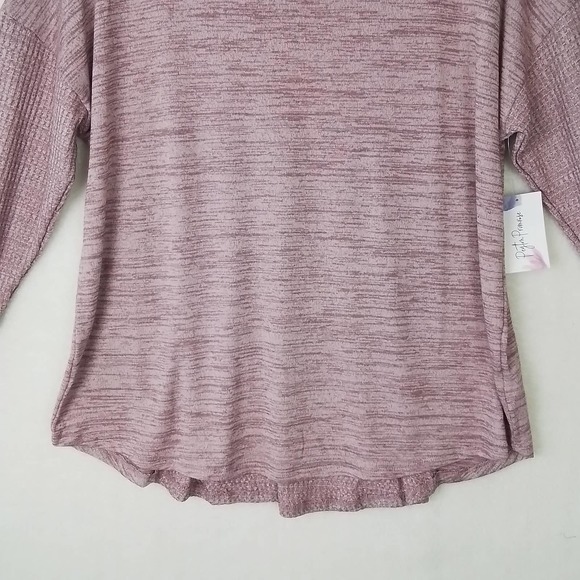 Peyton Primrose Womens Knit Top Sweater 1X Pink Long Sleeve Waffle Knit Scoop - Picture 4 of 9